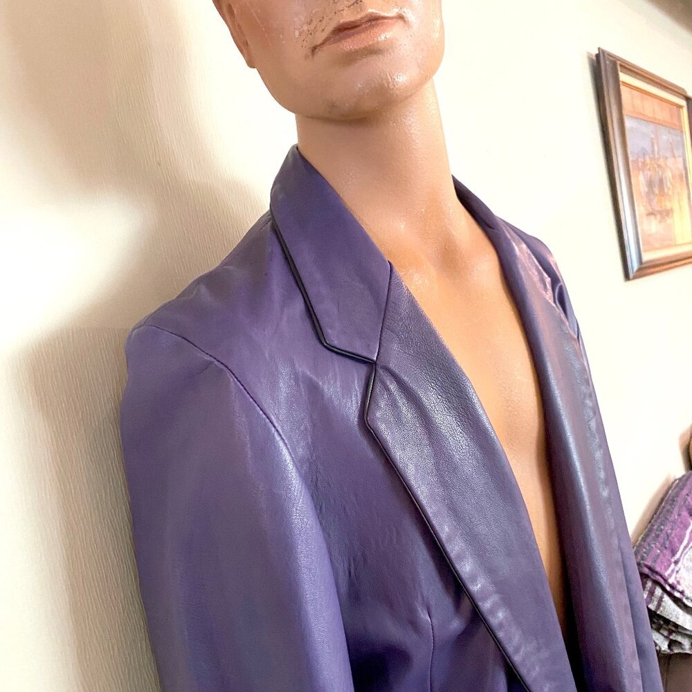 Jackie Robbins Purple Vintage Leather Blazer Style Jacket - Mens Sz Small/Unisex